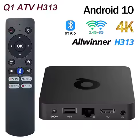 Q1 Allwinner H313 Smart Android10 TV Box BT5.2 Quad Core 2.4G 5G Wifi 4K 2GB 16GB 1G 8G BT Voice Rem