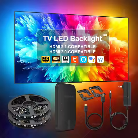 Smart Ambient TV Led Backlight With HDMI 2.1 2.0 Sync Box Led Strip Light Kit TV Bias Lighting Lamp 