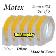 Motex TWT-9 (TW-101) Tape Writer Refill (Original) - Yellow - Set of 5