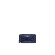Coach Long Zip Wallet Signature Canvas In Dark Denim Cao78