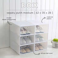 ORANGE Box Sepatu Kotak Sepatu Lipat Transparan - Shoes Storage Box Organizer Rak Sepatu Plastik