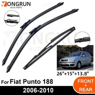 3PCS Car Wiper for Fiat Punto 188 2006-2010 Front Rear Windshield Windscreen Wiper Blade Rubber Acce