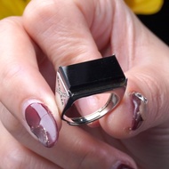 墨翠翡翠馬鞍戒指 925純銀 | 天然緬甸玉A貨翡翠 | 送禮