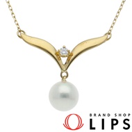 Mikimoto珍珠鑽石項鍊，珍珠：約7.0毫米（珍珠頭尺寸：1.9厘米（高）x 2.0厘米（寬）x 0.7厘米（厚），鍊長：42厘米），18K黃金，拋光，成色極佳 [二手]