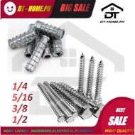 PER 10PCS EXPANSION SHIELD /EXPANSION BOLT LAG SCREW 1/4, 5/16, 3/8, 1/2, SHORT AND LONG