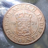 Keydate Uang Koin kuno 1/2 Cent Nederlandsch Indie Tahun 1921 #LANGKA