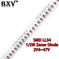 100PCS/LOT New 0.5W 1/2W Zener Diode SMD Diode ZMM 5V1 ZMM 3V0 3V9 4V7 5V1 7V5 8V2 10V 12V 15V 16V 1