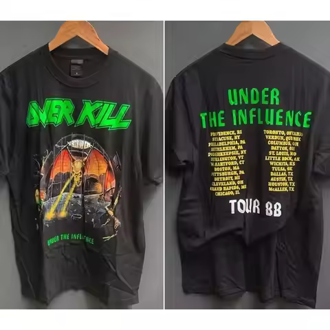 Overkill band Under The Influence Tour 88 basic black Reprint T shirt