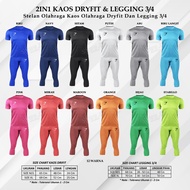 COMBO 2IN1 DRYFIT T-SHIRT SET SHORT LEGGING PANTS 3/4 SPORTS RUNNING SPORTY JERSEY NOT HOT