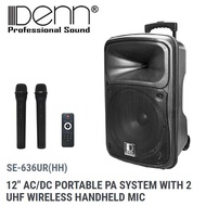 DENN SE-636URD(HH) AC/DC Portable PA System with 2 Wireless Handheld Microphone
