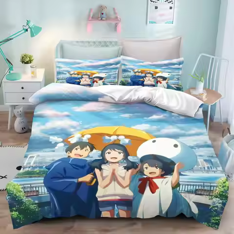 Tenki no Ko Anime Bedding Set Hina Hodaka Duvet Cover Pillowcase Quilt Cover Bedroom Cartoon