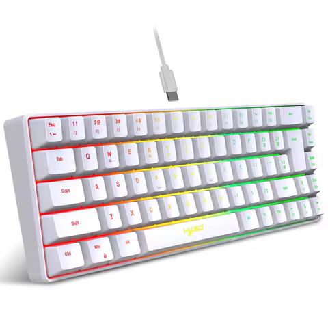 New Portable Wired Mini Mechanical Keyboard K61 Mini Keyboard Wired 61 Keys Phantom RGB,Black White 