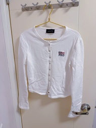MORNINGFAN 白色 Polo 美國旗刺繡長袖外套