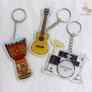 AVUKA Guitar Model Pendant, Ukulele VIOLIN Guitar Acrylic Keychain, Backpack Ornament Clarinet Drum 