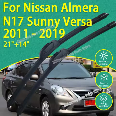 Front Silicone Coating Wipers for Nissan Almera N17 Sunny Versa SV Latio 2011 - 2019 Car Wiper Winds