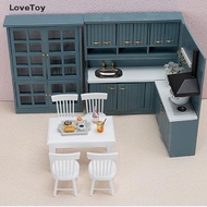 [LoveToy] 1:12 Dollhouse Miniature Luxury Wooden Kitchen Counter Cupboard Table Chair set .