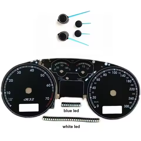 R32 Instrument Scale Paper Blue Needle Pointer with LED Light for VW Bora MK4 Golf 4 R32 Meter 300km