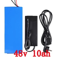 Electric bike battery 48V 10AH 500W 700W 48 V ebike e scooter Lithium ion battery 10AH with 15A BMS 2A Charger Free cust