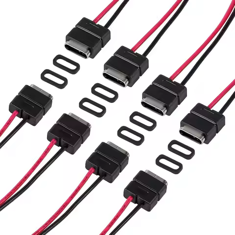 8pcs USB Connector Type-C Female Chassis 2 Pin for DIY, 2.5A 5V Waterproof Grade IP67 Female Chassis