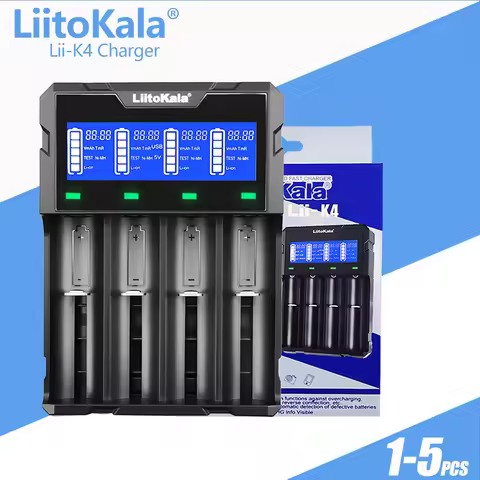 1-5PCS LiitoKala Lii-K4 LCD Battery Charger for 18650 18350 18500 21700 20700B 10440 26650 1.2V MH/3