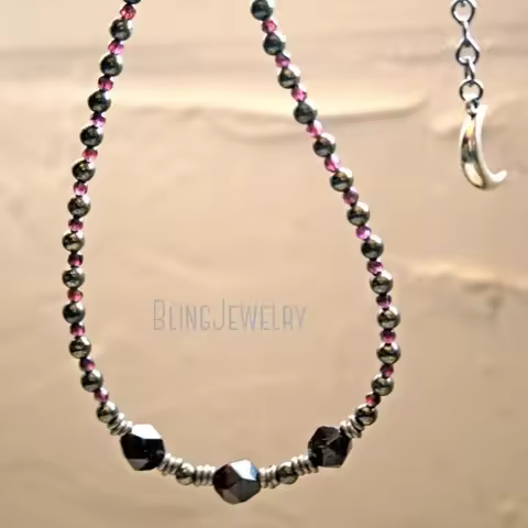 10pcs Pyrite Beaded Choker Necklace Dodecahedron Crystal And Red Layering Stacking Arcane Collar Wom