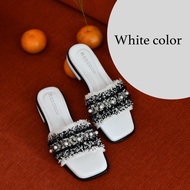 REDCOCO รองเท้าแตะผู้หญิง พื้นนุ่ม รองเท้าแบบสวม รองเท้าแตะ รองเท้าส้นแบน รุ่นVela pearl