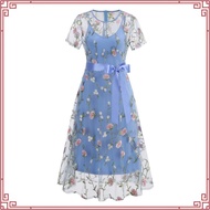 Retro Hepburn Short Sleeved Embroidery Floral Elegant Prom Evening 50s 60s 70s 80s Dinner Dress