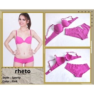 KATUN Rheto Bra Set With Panty Style Sporty Color Pink Cotton Size 32B 34A 34B 36A 36B 36C 38B(190)
