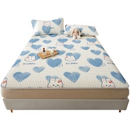 Summer Ice Silk Latex Three-Piece Set of Summer Sleeping Mat Bedspread Cover Dormitory Students Kids Single Fabric Cooling Mattress 2024 New Arrival