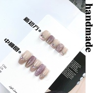 Press on nails handmade [Ice Flower Diamond Dream] handmade Wear nails Cold Zircon Diamond Nail Art 