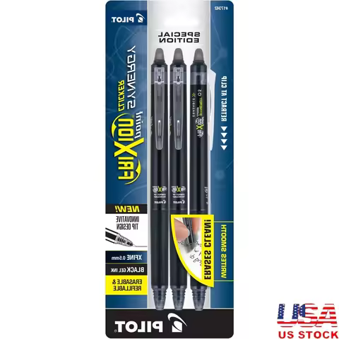 Erasable Gel Pens Extra Fine Point Black Ink 3 Pack Retractable Precision Writing Thermo-Sensitive I