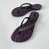 Grendha 女生 拖鞋 巴西尺寸33/34（狂野豹紋 夾腳拖鞋－紫/黑色）