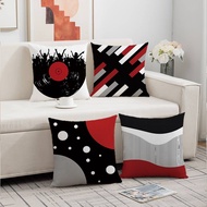 Black Red Line Pillow Cover 45x45cm 1pc/4pcs - Abstract Geometric Cushion Case Living Room