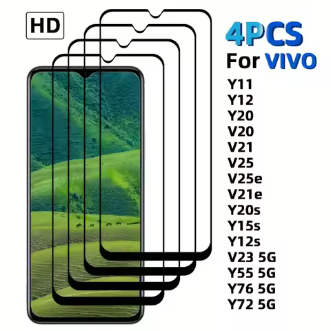 4Pcs Tempered Glass Screen Protector Film For Vivo Y11 Y12 Y20 V20 V21 V25 V25e V21e Y20s Y15s Y12s 