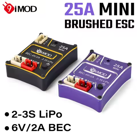 9IMOD MINI 25A Brushed ESC 6V/2A BEC 2-3S LiPo IP65 Waterproof Compatible with 130 180 Brushed Motor