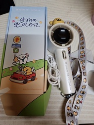 [二手]幾素X 線條小狗 聯名款 jisulife手持風扇 超高速節能小風炮強 力勁風手持小風扇無葉渦輪迷你便攜式USB充電桌面 電風扇