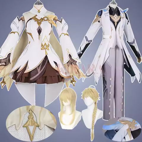Lumine Aether Cosplay Costume for Men Women Game Impact Traveler Cosplay Wig Clothes Party Outfits R