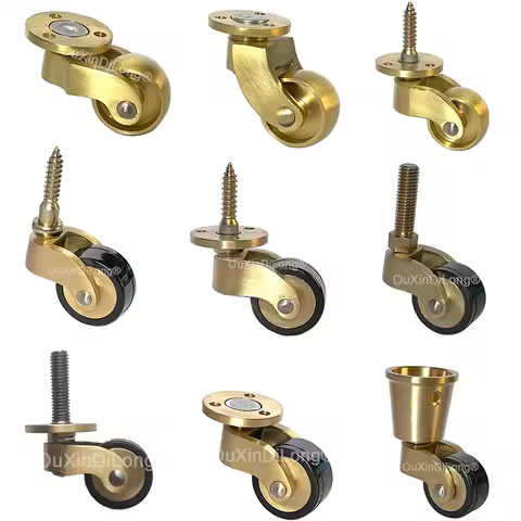 4PCS 1Inch Brass + Rubber Universal Furniture Wheels Table Chair Sofa Smoothly Mute Casters Furnitur