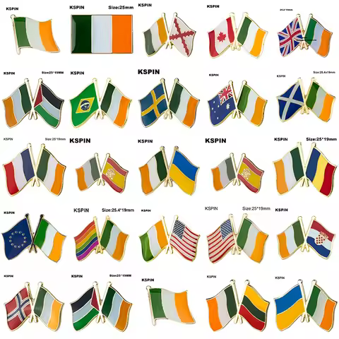10pcs a lot Ireland Flag Laple Pin Badge Brooch