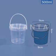 Yuanta ถังน้ำแข็งพลาสติก 300ml 500ml 1000ml กระปุกเก็บอาหารมีฝาโปร่งใส Clear Plastic Bucket