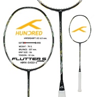 HUNDRED ไม้แบดมินตัน รุ่น FLUTTER S ZOOM แถมซอง+พันด้าม+เอ็น พร้อมขึ้นเอ็น ฟรี (BLACK/GREY) 022-2 On