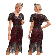 Women's 1920s Flapper Dress with Sequined Fringe
