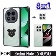 4In1 Redmi Note 15 Shockproof Phone Case for Redmi Note 15 5G Note 15 Pro 4G 5G Privacy Hydrogel Fil