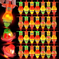 100 Pcs Light Up Spinning Top LED Flashing Spinner Toys UFO Gyroscope Toy Light Up Spinner Toy with 