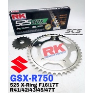 RK Sprocket Set SUZUKI GSX-R750 525 GB KRX X-Ring Black Gold Chain Rantai Xring GSXR 750 GSX 750R R7