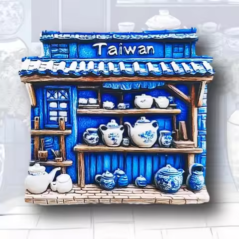 China Taiwan Fridge Stickers Blue and White Porcelain Souvenirs Kenting Fridge Magnets Home Decor We