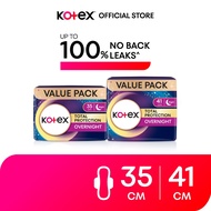 Kotex Total Protection Overnight Wing Pad 35cm/41cm - Sanitary Pad that prevents up to 100% No Back 