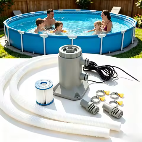 530 gallons Pool Filter Pump Cartridge System with Hose & Strainer for Above Ground Inflatable Pool