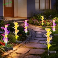 FUZOU 2pcs Solar Garden Light, Colorful LED Waterproof LED Garden Light, Automatic Color Changing Hi