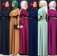 【READY STOCK】   LORO M~2XL Long Sleeve Midi Dress Long Skirt Cotton and Linen Muslimah Dress Plus Si